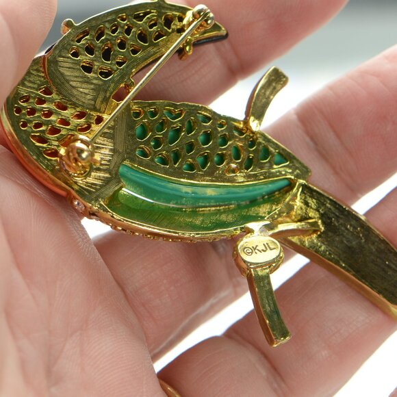 Kenneth Jay Lane KJL Multi Color Toucan Pin Brooch - Picture 5 of 5
